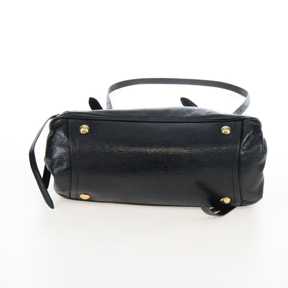 Miu Miu Tote Bag Vitellolux 2way Black Gold Auth 207580V