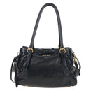 Miu Miu Tote Bag Vitellolux 2way Black Gold Auth 207580V-13
