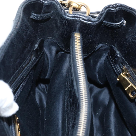Miu Miu Tote Bag Vitellolux 2way Black Gold Auth 207580V