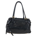 Miu Miu Tote Bag Vitellolux 2way Black Gold Auth 207580V-2