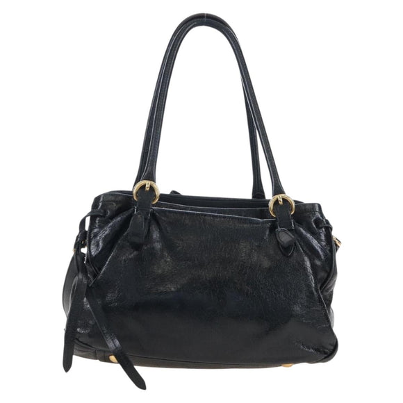 Miu Miu Tote Bag Vitellolux 2way Black Gold Auth 207580V