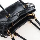 Miu Miu Tote Bag Vitellolux 2way Black Gold Auth 207580V-6