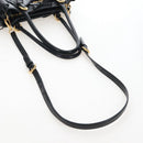 Miu Miu Tote Bag Vitellolux 2way Black Gold Auth 207580V-8