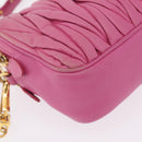 Miu Miu Matelasse Shoulder Bag Leather Pink Gold Tone Auth 207581V-15