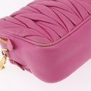 Miu Miu Matelasse Shoulder Bag Leather Pink Gold Tone Auth 207581V-17