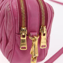 Miu Miu Matelasse Shoulder Bag Leather Pink Gold Tone Auth 207581V-19