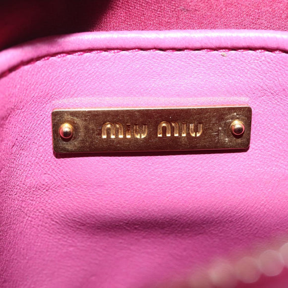 Miu Miu Matelasse Shoulder Bag Leather Pink Gold Tone Auth 207581V