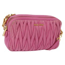 Miu Miu Matelasse Shoulder Bag Leather Pink Gold Tone Auth 207581V-1