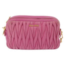 Miu Miu Matelasse Shoulder Bag Leather Pink Gold Tone Auth 207581V-13