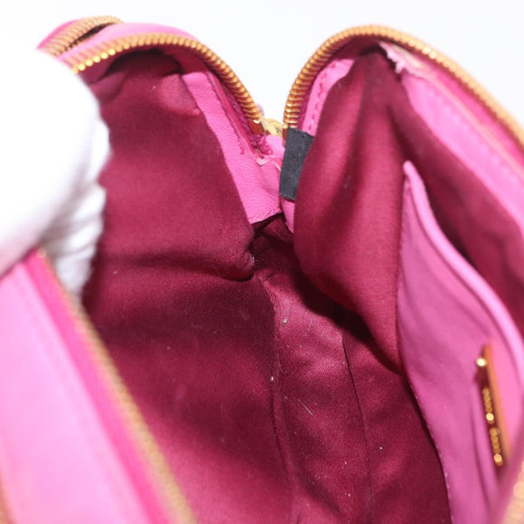 Miu Miu Matelasse Shoulder Bag Leather Pink Gold Tone Auth 207581V