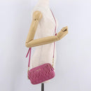 Miu Miu Matelasse Shoulder Bag Leather Pink Gold Tone Auth 207581V-28
