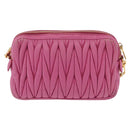 Miu Miu Matelasse Shoulder Bag Leather Pink Gold Tone Auth 207581V-2