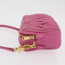 Miu Miu Matelasse Shoulder Bag Leather Pink Gold Tone Auth 207581V-4