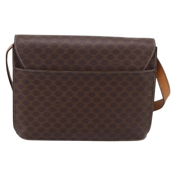 CELINE Macadam Medallion Shoulder Bag PVC Brown Gold Tone Auth 207584