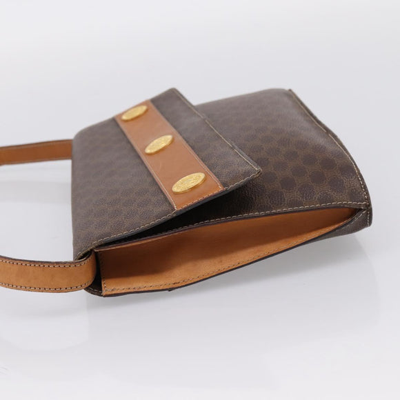 CELINE Macadam Medallion Shoulder Bag PVC Brown Gold Tone Auth 207584