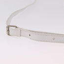 CELINE Circle Shoulder Bag Leather White Silver Auth 207586A-10
