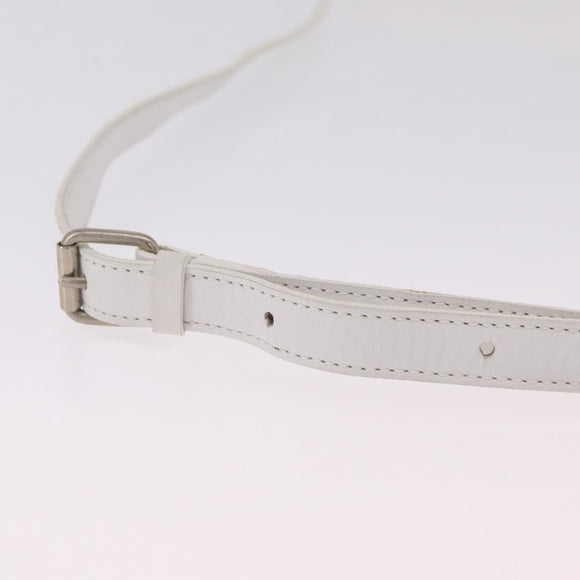 CELINE Circle Shoulder Bag Leather White Silver Auth 207586A
