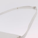CELINE Circle Shoulder Bag Leather White Silver Auth 207586A-11