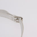 CELINE Circle Shoulder Bag Leather White Silver Auth 207586A-12