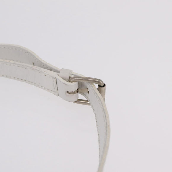 CELINE Circle Shoulder Bag Leather White Silver Auth 207586A