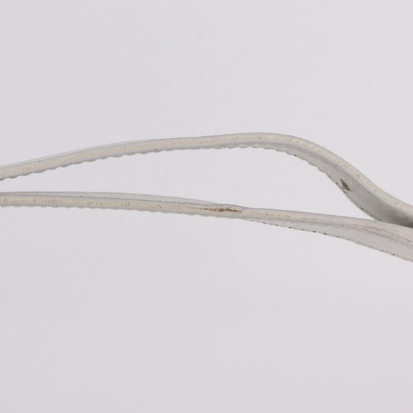 CELINE Circle Shoulder Bag Leather White Silver Auth 207586A