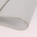 CELINE Circle Shoulder Bag Leather White Silver Auth 207586A-15