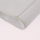 CELINE Circle Shoulder Bag Leather White Silver Auth 207586A-17
