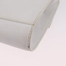 CELINE Circle Shoulder Bag Leather White Silver Auth 207586A-18