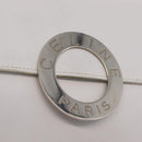 CELINE Circle Shoulder Bag Leather White Silver Auth 207586A-19