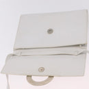 CELINE Circle Shoulder Bag Leather White Silver Auth 207586A-20