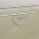 CELINE Circle Shoulder Bag Leather White Silver Auth 207586A-23