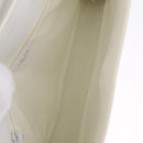 CELINE Circle Shoulder Bag Leather White Silver Auth 207586A-24