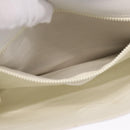 CELINE Circle Shoulder Bag Leather White Silver Auth 207586A-28