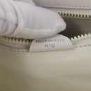 CELINE Circle Shoulder Bag Leather White Silver Auth 207586A-29