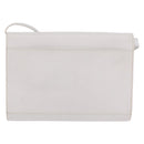 CELINE Circle Shoulder Bag Leather White Silver Auth 207586A-3