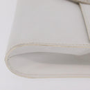 CELINE Circle Shoulder Bag Leather White Silver Auth 207586A-6