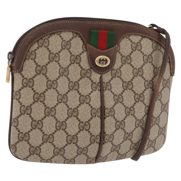 GUCCI GG Supreme Web Sherry Line Shoulder Bag PVC Beige 904 02 047 Auth 207587