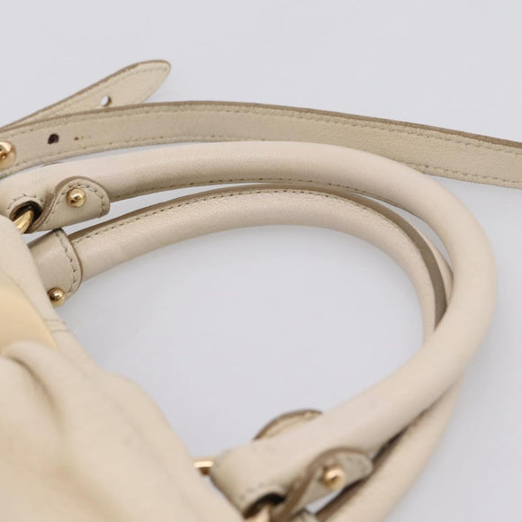 Salvatore Ferragamo Vala Shoulder Bag Leather 2way Ivory Gold Tone Auth 207588
