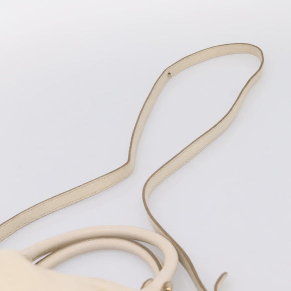 Salvatore Ferragamo Vala Shoulder Bag Leather 2way Ivory Gold Tone Auth 207588