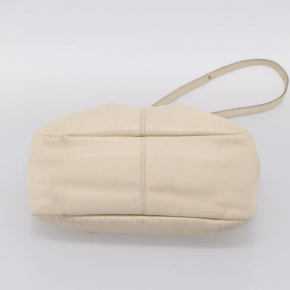 Salvatore Ferragamo Vala Shoulder Bag Leather 2way Ivory Gold Tone Auth 207588