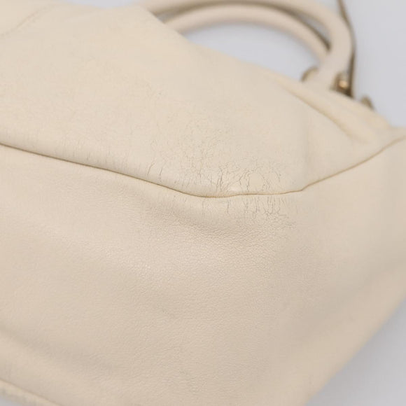 Salvatore Ferragamo Vala Shoulder Bag Leather 2way Ivory Gold Tone Auth 207588