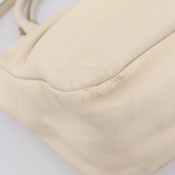 Salvatore Ferragamo Vala Shoulder Bag Leather 2way Ivory Gold Tone Auth 207588