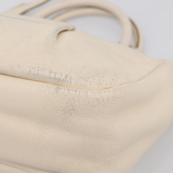 Salvatore Ferragamo Vala Shoulder Bag Leather 2way Ivory Gold Tone Auth 207588