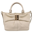 Salvatore Ferragamo Vala Shoulder Bag Leather 2way Ivory Gold Tone Auth 207588-13