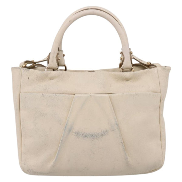 Salvatore Ferragamo Vala Shoulder Bag Leather 2way Ivory Gold Tone Auth 207588