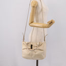 Salvatore Ferragamo Vala Shoulder Bag Leather 2way Ivory Gold Tone Auth 207588-32