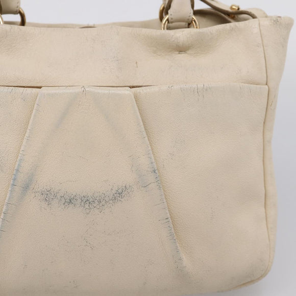 Salvatore Ferragamo Vala Shoulder Bag Leather 2way Ivory Gold Tone Auth 207588