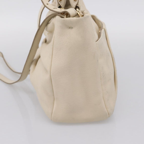 Salvatore Ferragamo Vala Shoulder Bag Leather 2way Ivory Gold Tone Auth 207588