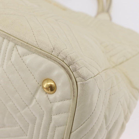 Miu Miu Hand Bag Leather Ivory Gold Tone Auth 207589A