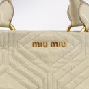 Miu Miu Hand Bag Leather Ivory Gold Tone Auth 207589A-17